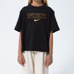 Nike Black  Boxy Tee with Gold Logo in Junior Size Large
